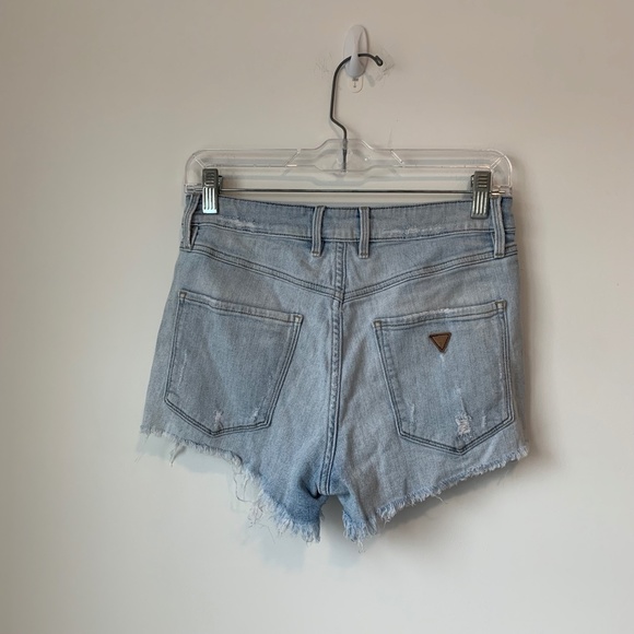 Guess Light Wash Distressed High Rise Denim Shorts - Picture 3 of 6
